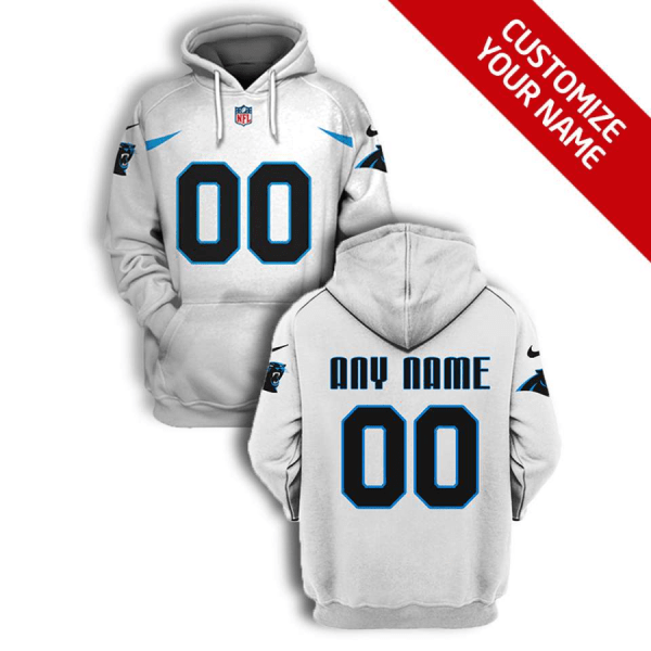 Men's Carolina Panthers Active Player Custom 2021 All White Pullover Hoodie